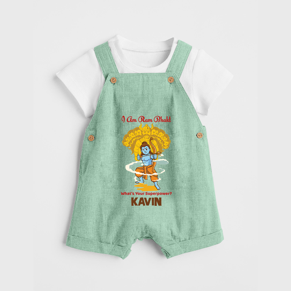 I Am Ram Bhakt – What’s Your Superpower? Kids Dungaree - MINT GREEN - 0 - 5 Months Old (Chest 18")