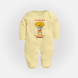 I Am Ram Bhakt – What’s Your Superpower? Kids Fullbody suit - PASTEL YELLOW - New Born (Chest 7.5")