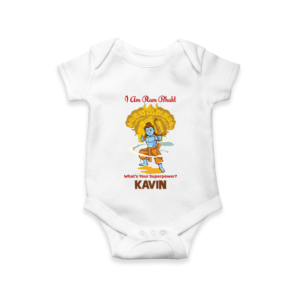 I Am Ram Bhakt – What’s Your Superpower? Kids Romper - WHITE - New Born (Chest 14")