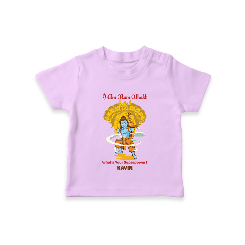 I Am Ram Bhakt  - Customized Ram Themed T-Shirt For Kids With Name - LILAC - 0-5 Months Old (Chest 17")