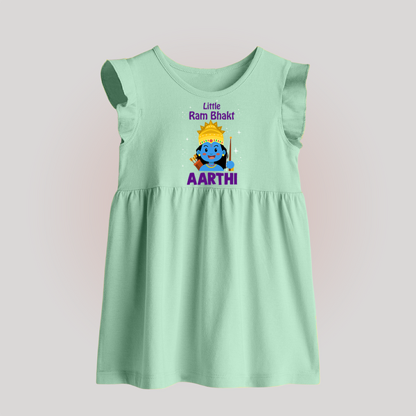Little Ram Bhakt Baby Frock | Personalized Baby Frock for Your Little Ram Bhakt - MINT GREEN - 0 - 3 Months Old (Chest 17")