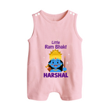 Little Ram Bhakt Personalized Kids Romper suit - BABY PINK - 0 - 5 Months Old (Chest 18")