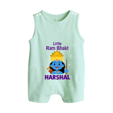 Little Ram Bhakt Personalized Kids Romper suit - MINT GREEN - 0 - 5 Months Old (Chest 18")