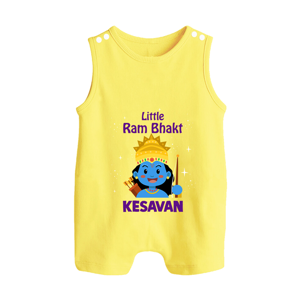 Little Ram Bhakt Personalized Kids Romper suit - PASTEL YELLOW - 0 - 5 Months Old (Chest 18")