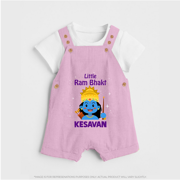Little Ram Bhakt Personalized Kids Dungaree - BABY PINK - 0 - 5 Months Old (Chest 18")