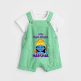 Little Ram Bhakt Dungaree set | Personalized Dungaree set for Your Little Ram Bhakt - GREEN - 0 - 5 Months Old (Chest 18")