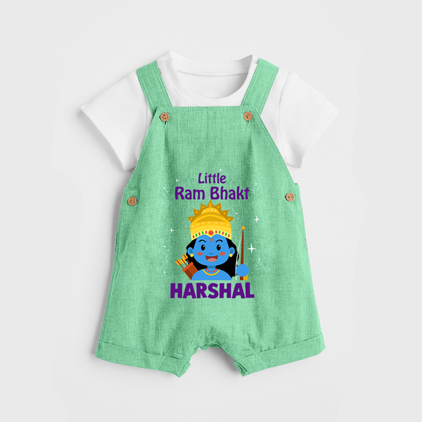 Little Ram Bhakt Dungaree set | Personalized Dungaree set for Your Little Ram Bhakt - GREEN - 0 - 5 Months Old (Chest 18")