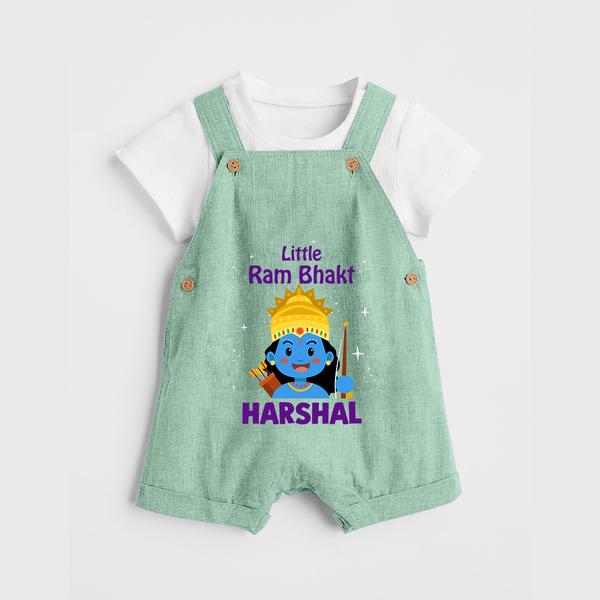 Little Ram Bhakt Personalized Kids Dungaree - MINT GREEN - 0 - 5 Months Old (Chest 18")