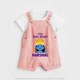 Little Ram Bhakt Personalized Kids Dungaree - PEACH - 0 - 5 Months Old (Chest 18")