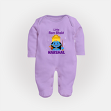 Little Ram Bhakt Personalized Kids Fullbody suit - LILAC - New Born (Chest 7.5")