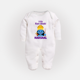 Little Ram Bhakt Personalized Kids Fullbody suit - WHITE - New Born (Chest 7.5")
