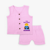 Little Ram Bhakt Personalized Kids Jabla Set - BABY PINK - 0 - 3 Months Old (Chest 9.8")