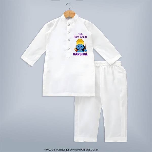 Little Ram Bhakt Kurta Set | Personalized Kurta Set for Your Little Ram Bhakt - WHITE - 3 - 6 Months Old (Chest 24", Kurta Length 14'', Waist 19", Pant Length 14")