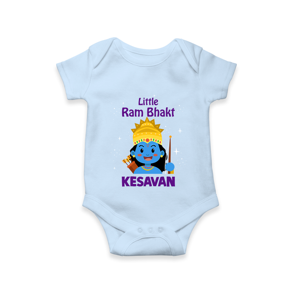 Little Ram Bhakt Personalized Kids Romper - BABY BLUE - New Born (Chest 14")