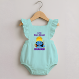 Little Ram Bhakt Personalized Kids Romper Frock - MINT GREEN - 0 - 3 Months Old (Chest 19")