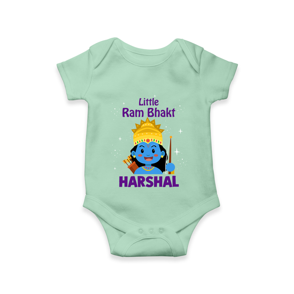 Little Ram Bhakt Romper | Personalized Romper for Your Little Ram Bhakt - MINT GREEN - New Born (Chest 14")