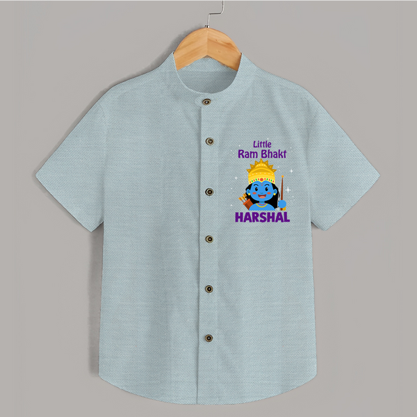 Little Ram Bhakt Personalized Kids Shirt - ARCTIC BLUE - 0 - 6 Months Old (Chest 23")