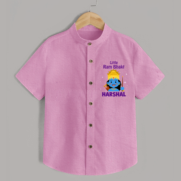 Little Ram Bhakt Shirt | Personalized Shirt for Your Little Ram Bhakt - BABY PINK - 0 - 6 Months Old (Chest 23")