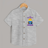 Little Ram Bhakt Personalized Kids Shirt - GREY - 0 - 6 Months Old (Chest 23")
