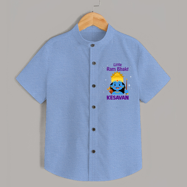 Little Ram Bhakt Personalized Kids Shirt - SKY BLUE - 0 - 6 Months Old (Chest 23")