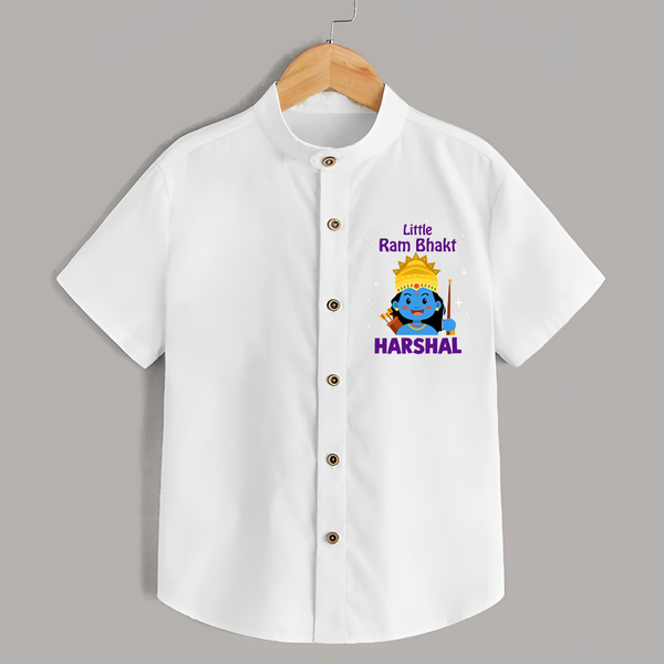 Little Ram Bhakt Personalized Kids Shirt - WHITE - 0 - 6 Months Old (Chest 23")