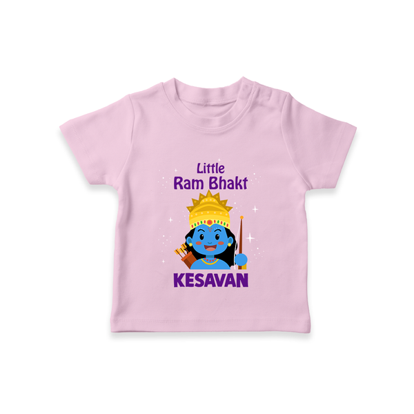 Little Ram Bhakt Personalized Kids T-Shirt - BABY PINK - 0-5 Months Old (Chest 17")