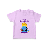 Little Ram Bhakt - Customized Ram Themed T-Shirt For Kids With Name - LILAC - 0-5 Months Old (Chest 17")