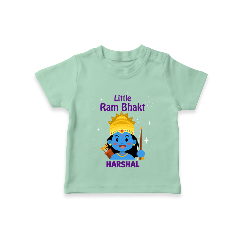 Little Ram Bhakt - Customized Ram Themed T-Shirt For Kids With Name - MINT GREEN - 0-5 Months Old (Chest 17")