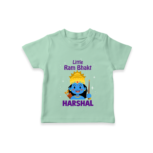 Little Ram Bhakt T-Shirt | Personalized T-Shirt for Your Little Ram Bhakt - MINT GREEN - 0-5 Months Old (Chest 17")