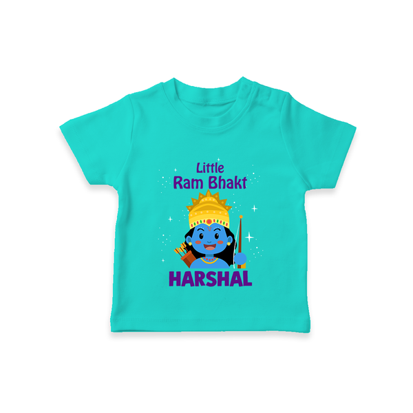 Little Ram Bhakt T-Shirt | Personalized T-Shirt for Your Little Ram Bhakt - TEAL - 0-5 Months Old (Chest 17")