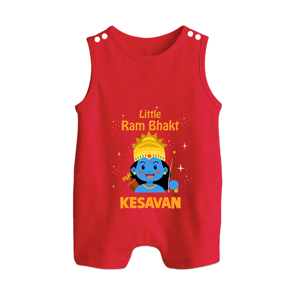 Little Ram Bhakt Personalized Kids Romper suit - RED - 0 - 5 Months Old (Chest 18")