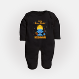 Little Ram Bhakt Personalized Kids Fullbody suit - BLACK - New Born (Chest 7.5")