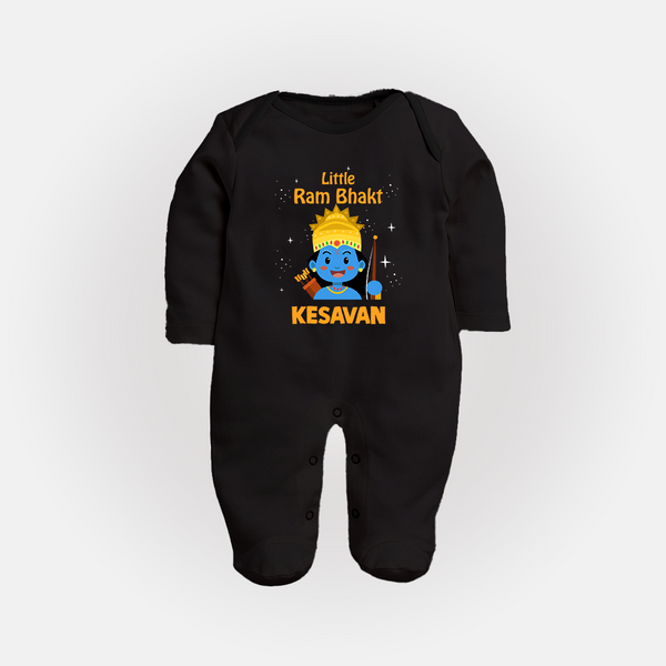 Little Ram Bhakt Personalized Kids Fullbody suit - BLACK - New Born (Chest 7.5")