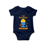 Little Ram Bhakt Personalized Kids Romper - NAVY BLUE - New Born (Chest 14")