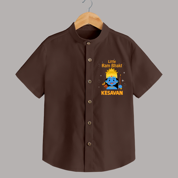 Little Ram Bhakt Personalized Kids Shirt - CHOCOLATE BROWN - 0 - 6 Months Old (Chest 23")