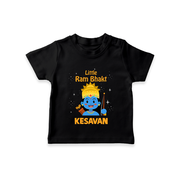 Little Ram Bhakt Personalized Kids T-Shirt - BLACK - 0-5 Months Old (Chest 17")