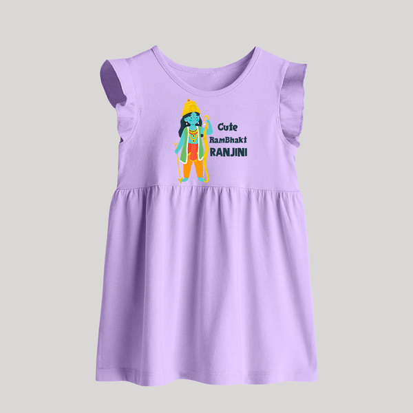 Cute Ram Bhakt Baby Frock | Custom Baby Frock for Ram Bhakt Celebration - LILAC - 0 - 3 Months Old (Chest 17")