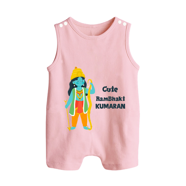 Cute Ram Bhakt Personalized Kids Romper suit - BABY PINK - 0 - 5 Months Old (Chest 18")