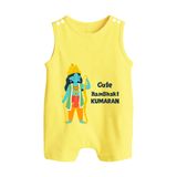 Cute Ram Bhakt Personalized Kids Romper suit - PASTEL YELLOW - 0 - 5 Months Old (Chest 18")