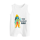 Cute Ram Bhakt Personalized Kids Romper suit - WHITE - 0 - 5 Months Old (Chest 18")