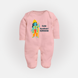Cute Ram Bhakt Personalized Kids Fullbody suit - BABY PINK - New Born (Chest 7.5")