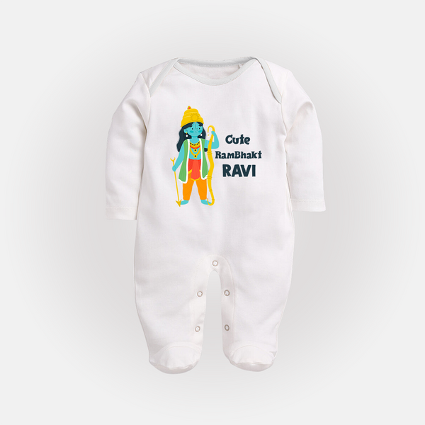 Cute Ram Bhakt Sleep Suit | Custom Sleep Suit for Ram Bhakt Celebration - WHITE - New Born (Chest 7.5")