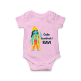 Cute Ram Bhakt Personalized Kids Romper - BABY PINK - New Born (Chest 14")