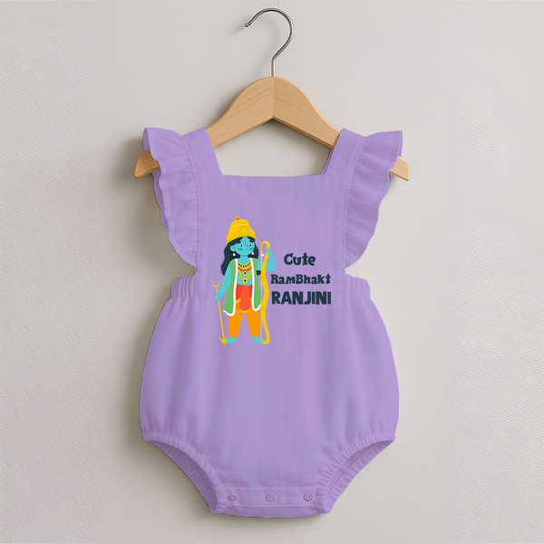 Cute Ram Bhakt Personalized Kids Romper Frock - LILAC - 0 - 3 Months Old (Chest 19")