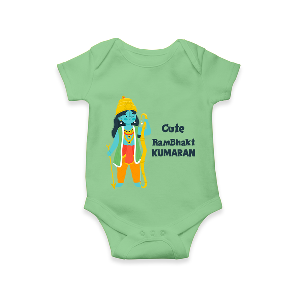 Cute Ram Bhakt Personalized Kids Romper - GREEN - New Born (Chest 14")
