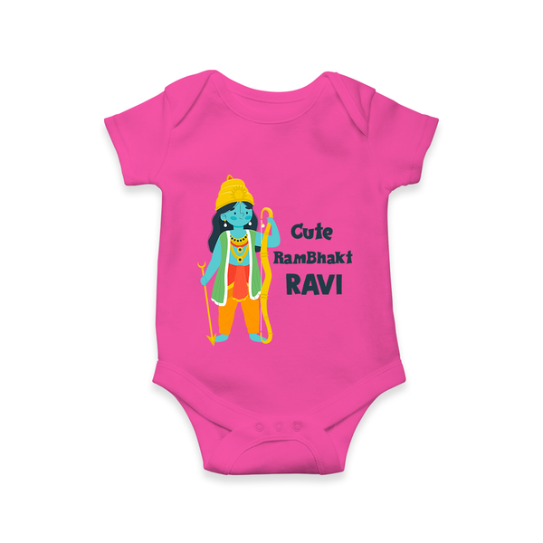 Cute Ram Bhakt Romper | Custom Romper for Ram Bhakt Celebration - HOT PINK - New Born (Chest 14")