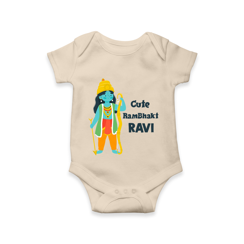 Cute Ram Bhakt Romper | Custom Romper for Ram Bhakt Celebration - IVORY - New Born (Chest 14")