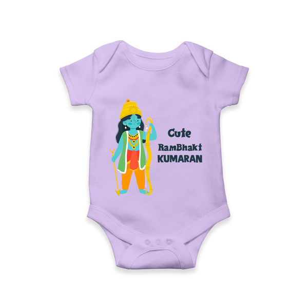 Cute Ram Bhakt Personalized Kids Romper - LILAC - New Born (Chest 14")
