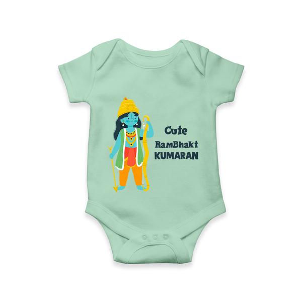 Cute Ram Bhakt Personalized Kids Romper - MINT GREEN - New Born (Chest 14")