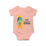 Cute Ram Bhakt Personalized Kids Romper - PEACH - New Born (Chest 14")